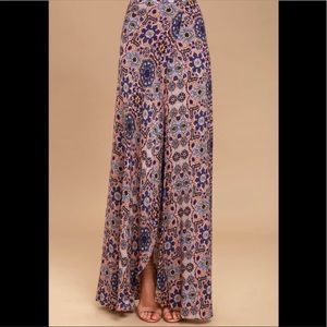 Lulus Floral Daisies Maxi Skirt with Slit